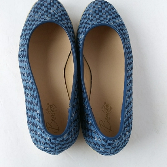 NWOT Beacon Espadrille JuteWrapped Wedge Shoes 8W Blue - Picture 7 of 16